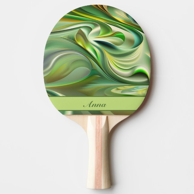 Raquete De Ping Pong grüne Wellenmuster abstrakt (Frente)