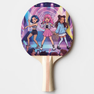 Raquete De Ping Pong Grupo feminino de KPop de desenho animado