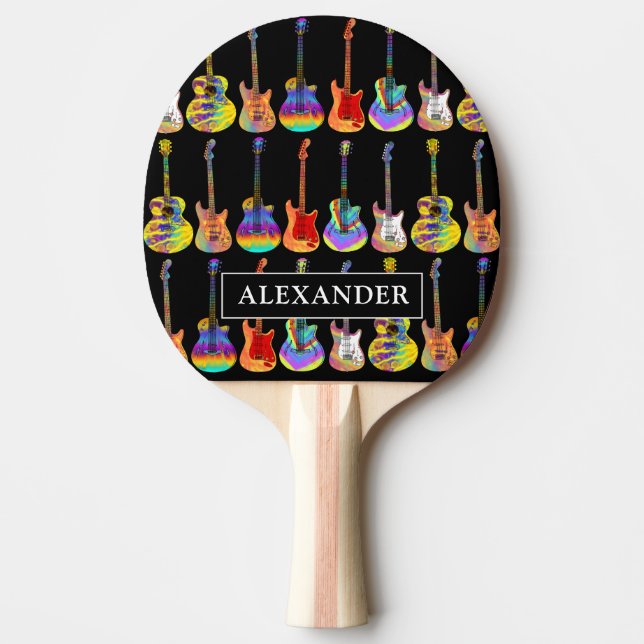 Raquete De Ping Pong Guitarras Psicodélicas Funky Personalizadas (Frente)