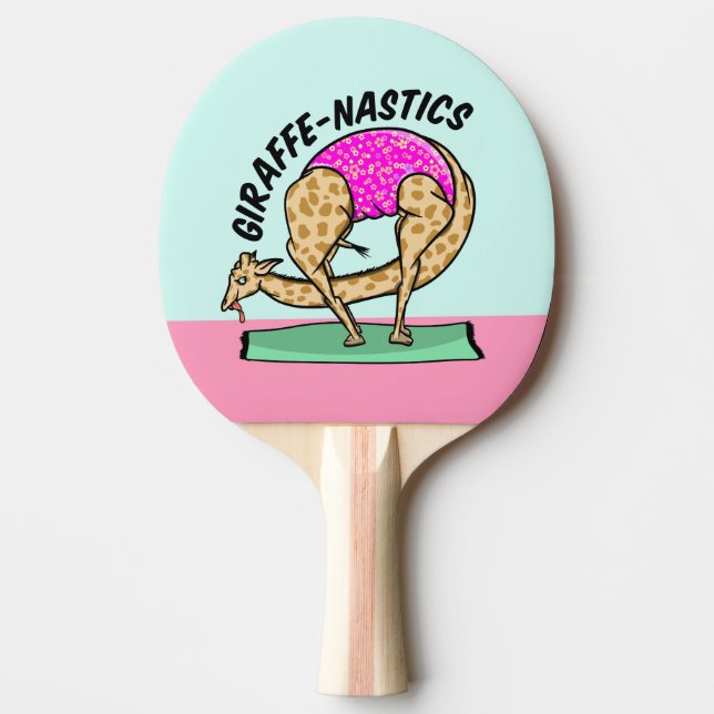Raquete De Ping Pong Gymnastics giraffe de desenho animado engraçado (Frente)