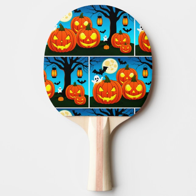 Raquete De Ping Pong Halloween Ghost, Pumpkins, Bats (Frente)