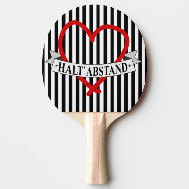 Raquete De Ping Pong HALT ABSTAND mit Herz (Frente)