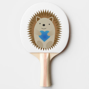 Raquete De Ping Pong Hedgehog Adorável abraçando um Coração Azul