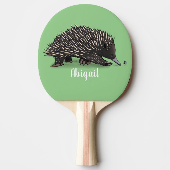 Raquete De Ping Pong Hedida bonita com ilustração de desenho animado de (Frente)