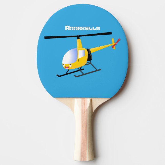 Raquete De Ping Pong Helicóptero de animação amarelo giro (Frente)