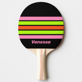 Raquete De Ping Pong HI-VIS e Listras Cor-de-Rosa com Nome