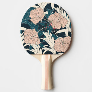 Raquete De Ping Pong hibisco rosa tropical, fundo escuro