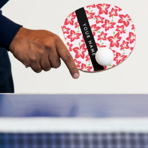 Raquete De Ping Pong Hibisco Vermelho, Flores Vermelhas, Seu Nome