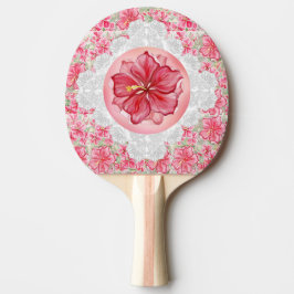 Raquete De Ping Pong Hibiscus e rendas RED