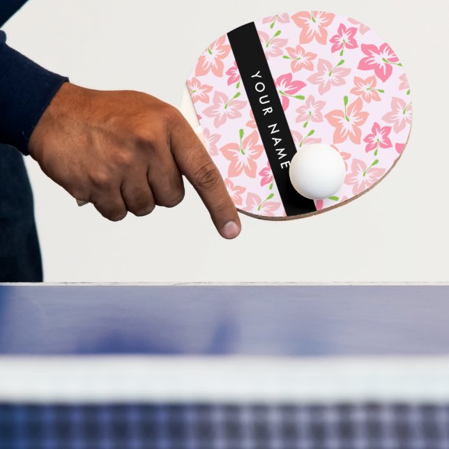 Raquete De Ping Pong Hibiscus Rosa, Flores Rosa, Seu Nome (Insitu)
