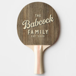 Raquete De Ping Pong Hickory Wood Retro Family Name & Year