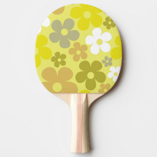 Raquete De Ping Pong Hippie Floral Amarelo Pastel Flor Sem Costura