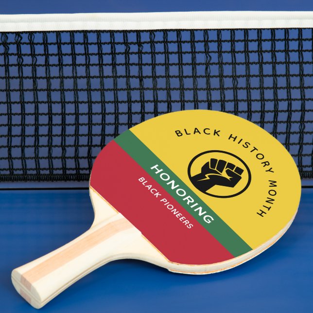 Raquete De Ping Pong História Negra Mês Curva Texto Afro-Americano (Insitu)
