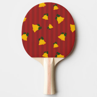 Raquete De Ping Pong Holiday Red Gold Stripe Bells Christmas
