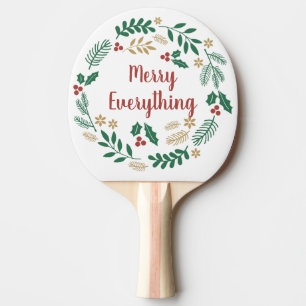 Raquete De Ping Pong Holly Berry Pine Wreath Feliz Tudo Foto