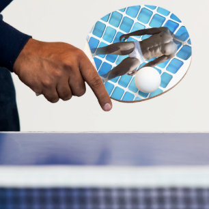 Raquete De Ping Pong Homem muscular SlipperyJoe, seis abdominais, branc