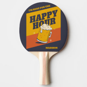Raquete De Ping Pong Hora Feliz do Texto Personalizado