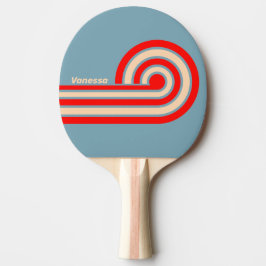 Raquete De Ping Pong Horizonte do Oceano Retro com Listras Onduladas e 