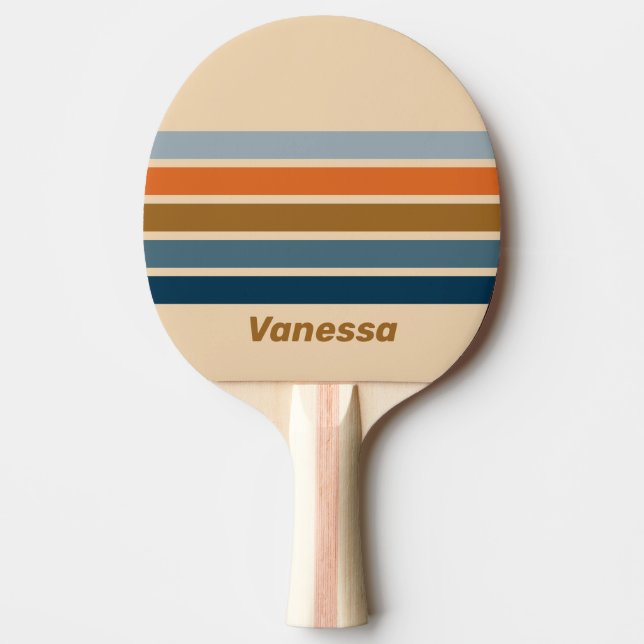 Raquete De Ping Pong Horizonte Índigo Através da Faixa com Nome (Frente)