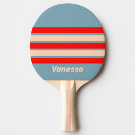 Raquete De Ping Pong Horizonte Oceânico Retro Através de Faixas com Nom