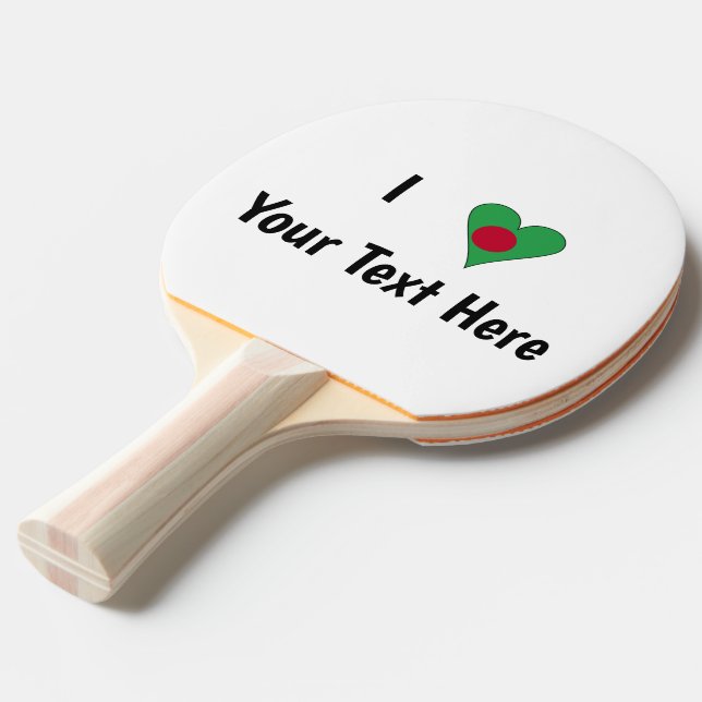 Raquete De Ping Pong I (Bangladesh Flag Heart Love) Personalizado (Frente inclinada)