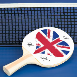 Raquete De Ping Pong I Heart UK England British Flag