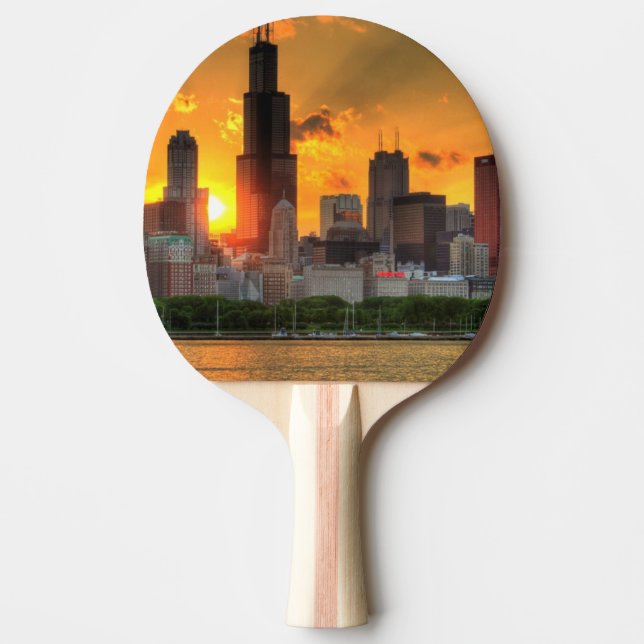 Raquete De Ping Pong Ideia da skyline de Chicago de Adler (Frente)