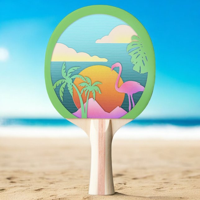 Raquete De Ping Pong Ilha Tropical Flamingo (Criador carregado)