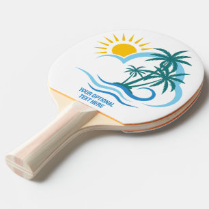 Raquete De Ping Pong Ilhas Tropicais de Texto Personalizado