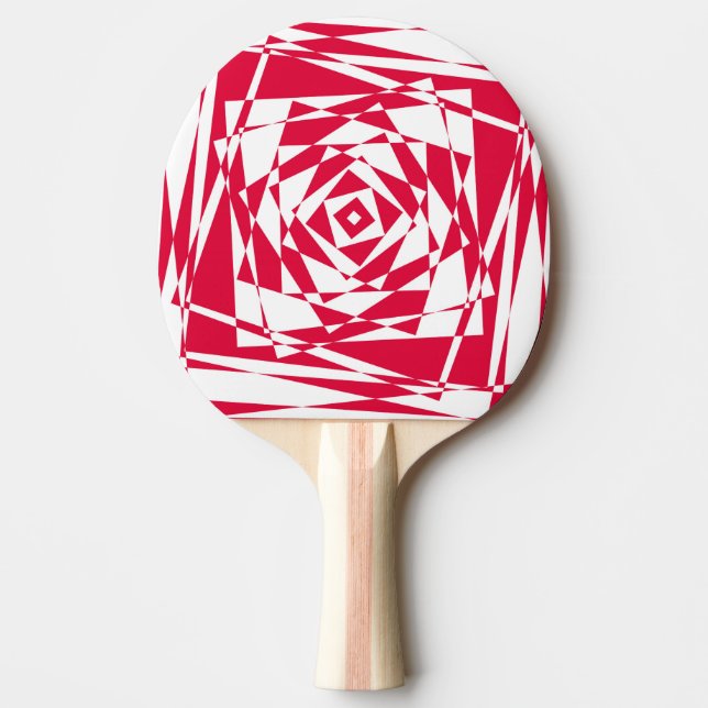 Raquete De Ping Pong Ilusões de abstrato vermelho-branco (Frente)