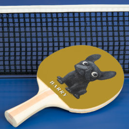 Raquete De Ping Pong Ilustração Amarelo da Mostarda Negra-Branca