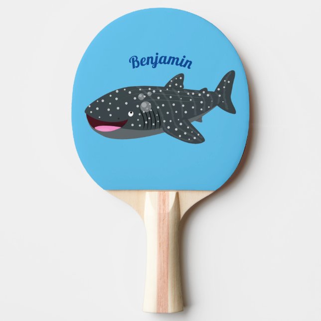 Raquete De Ping Pong Ilustração animada feliz de tubarão-baleia-branca (Frente)