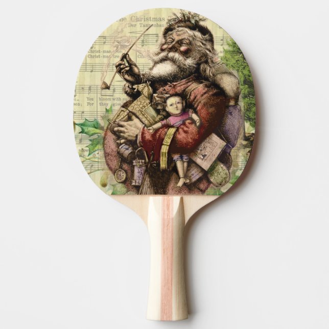 Raquete De Ping Pong Ilustração Clássica do Papai Noel por Thomas Nast (Frente)