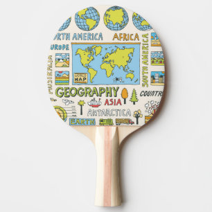 Raquete De Ping Pong Ilustração da Geografia da Vintagem Desenhada à Mã