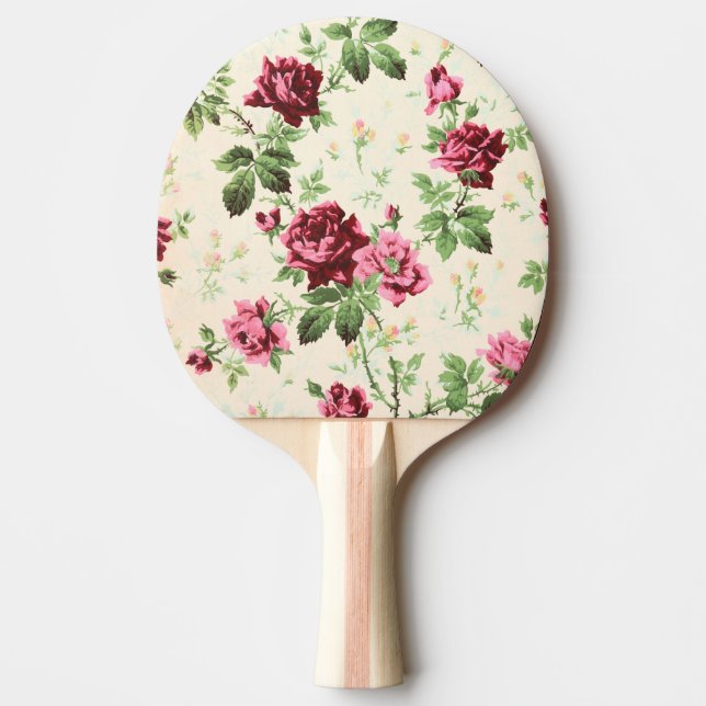 Raquete De Ping Pong Ilustração da safra de rosas em base neutra (Frente)