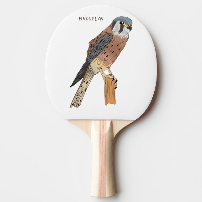 Raquete De Ping Pong Ilustração de ave do Kestrel Americano (Frente)