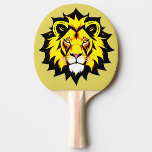 Raquete De Ping Pong Ilustração de Cabeça de Leão com Detalhe Intrincad