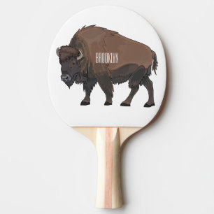 Raquete De Ping Pong Ilustração de desenho animado Bison
