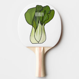 Raquete De Ping Pong Ilustração de desenho animado Bok choy