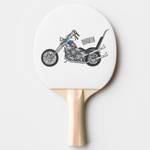 Raquete De Ping Pong Ilustração de desenho animado Chopper Motorcycle 1
