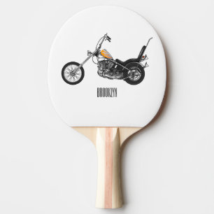 Raquete De Ping Pong Ilustração de desenho animado Chopper Motorcycle 1