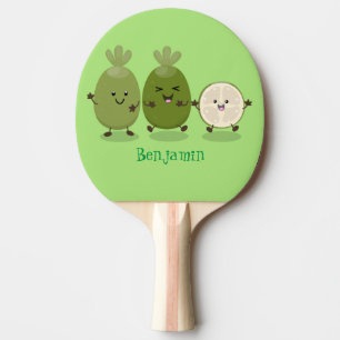 Raquete De Ping Pong Ilustração de desenho animado com abacaxi guava fe