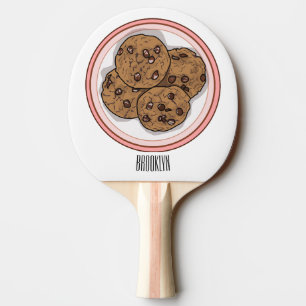 Raquete De Ping Pong Ilustração de desenho animado com chip de chocolat