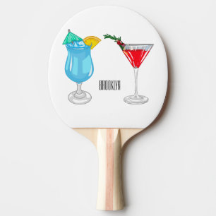 Raquete De Ping Pong Ilustração de desenho animado coquetel