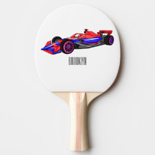 Raquete De Ping Pong Ilustração de desenho animado de automóveis de cor