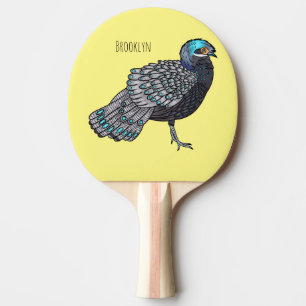 Raquete De Ping Pong ilustração de desenho animado de ave faisão-pavão 