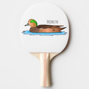 Raquete De Ping Pong Ilustração de desenho animado de ave-wigeon americ