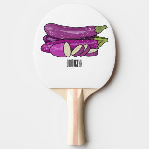 Raquete De Ping Pong Ilustração de desenho animado de beringela