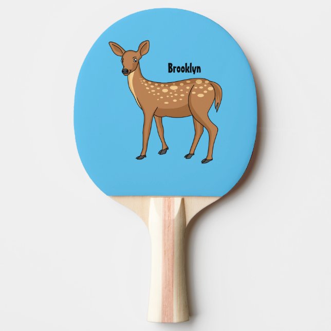 Raquete De Ping Pong Ilustração de desenho animado de cervo pintado (Frente)