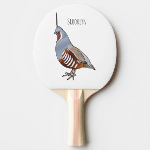 Raquete De Ping Pong Ilustração de desenho animado de codorniz de monta